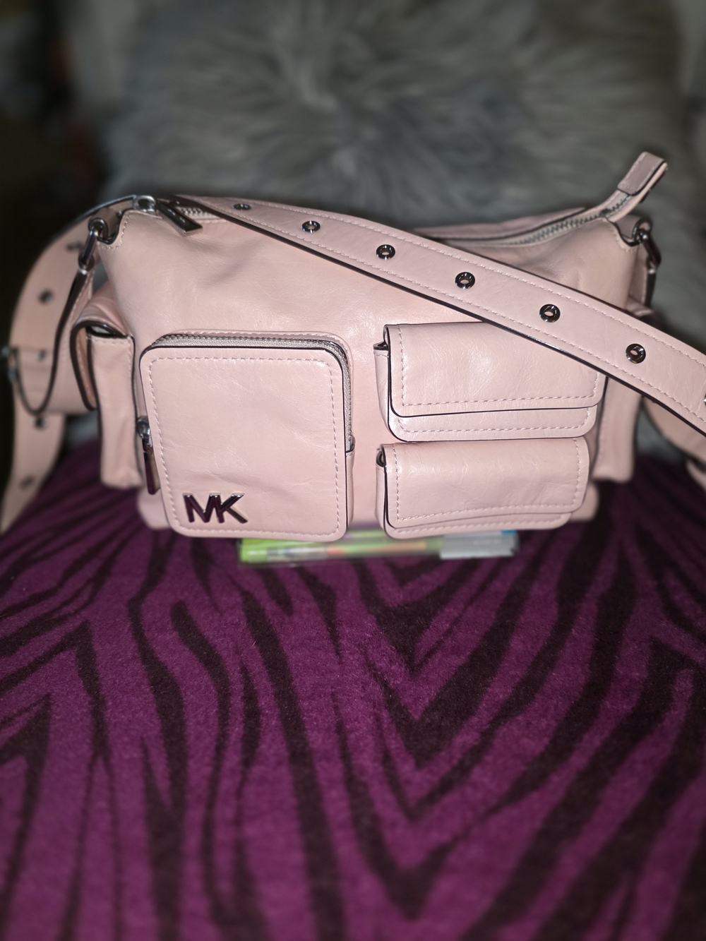 Michael Kors Blush Pink Leather Multi-Pocket Crossbody